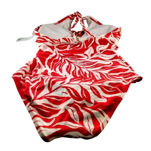 Apt. 9 Women's Petite Large Shadow Red Ring Keyhole One-Piece Bathing Suit NWT - Picture 3 of 13